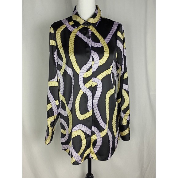 Rachel Zoe Tops - Rachel Zoe - Black‎ Multicolor Long  sleeve  button up shirt Size S